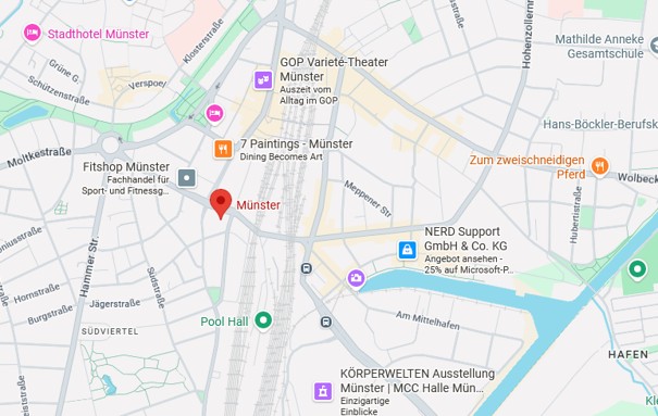 Kartenausschnitt ZOB Münster Frie Vendt Platz