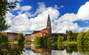 Kiel mit Rathausturm, Opernhaus und Hiroshimapark 