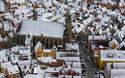Luftaufnahme der Altstadt von Dinkelsbühl im Winter, Deutschland